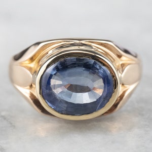 Sapphire Gold Statement Ring, Men's Sapphire Ring, Vintage Sapphire ...