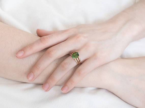 Vintage Green Tourmaline Ring, Green Tourmaline S… - image 10