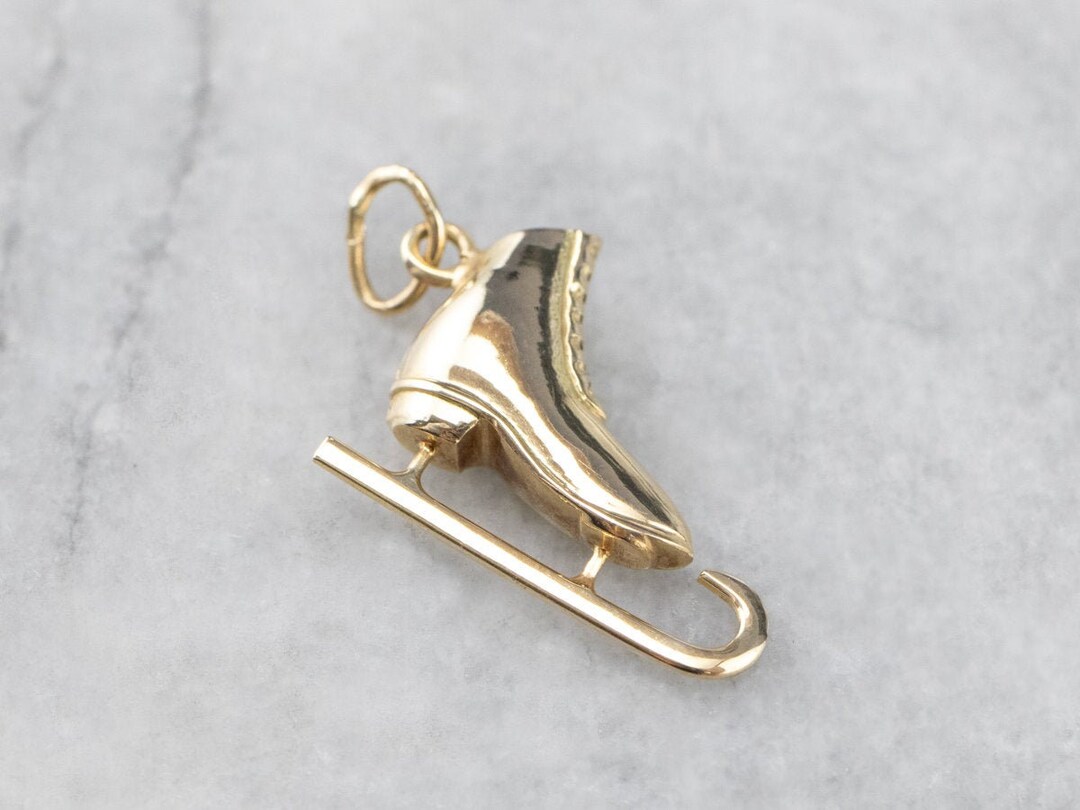 Vintage 14K Gold Ice Skate Charm, Skating Charm, Winter Charm, Figure Skating Charm, Gifts for
