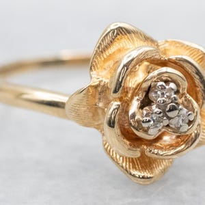 Golden Rose and Diamond Ring, Rose Ring, Diamond Rose Ring, Diamond Ring, Gold Rose Ring, Gold Diamond Ring, Sweetheart Gifts, Ring A53564