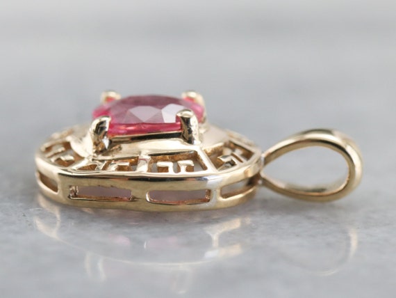 Pink Sapphire Gold Pendant, Pink Gem Pendant, Ann… - image 4