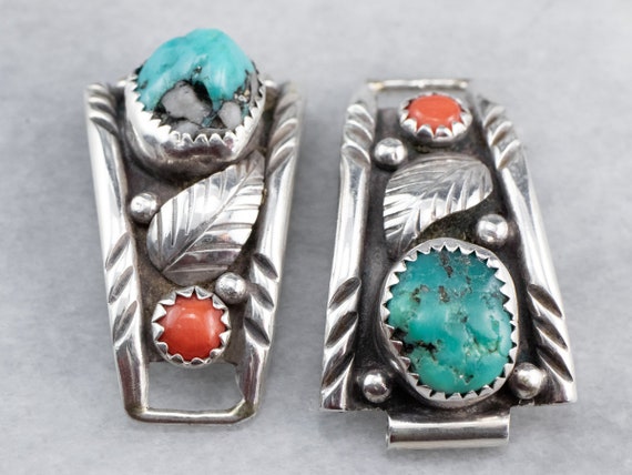 Vintage Southwestern Inlay Sterling Silver Watch Tips Vintage Lapis Lazuli Sterling Silver Watchband Tips  main image 2