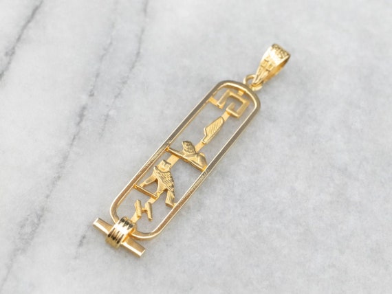 Egyptian Hieroglyphics Pendant, Gold Hieroglyphics