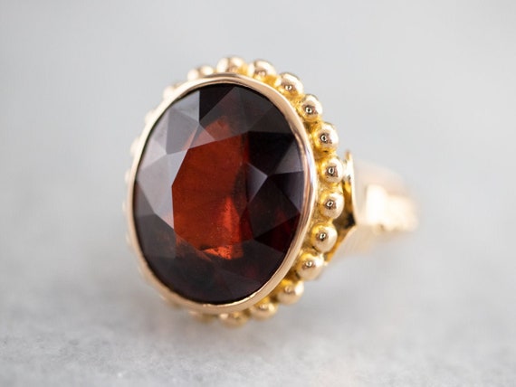 High Karat Gold Garnet Ring, Hessonite Garnet Rin… - image 1