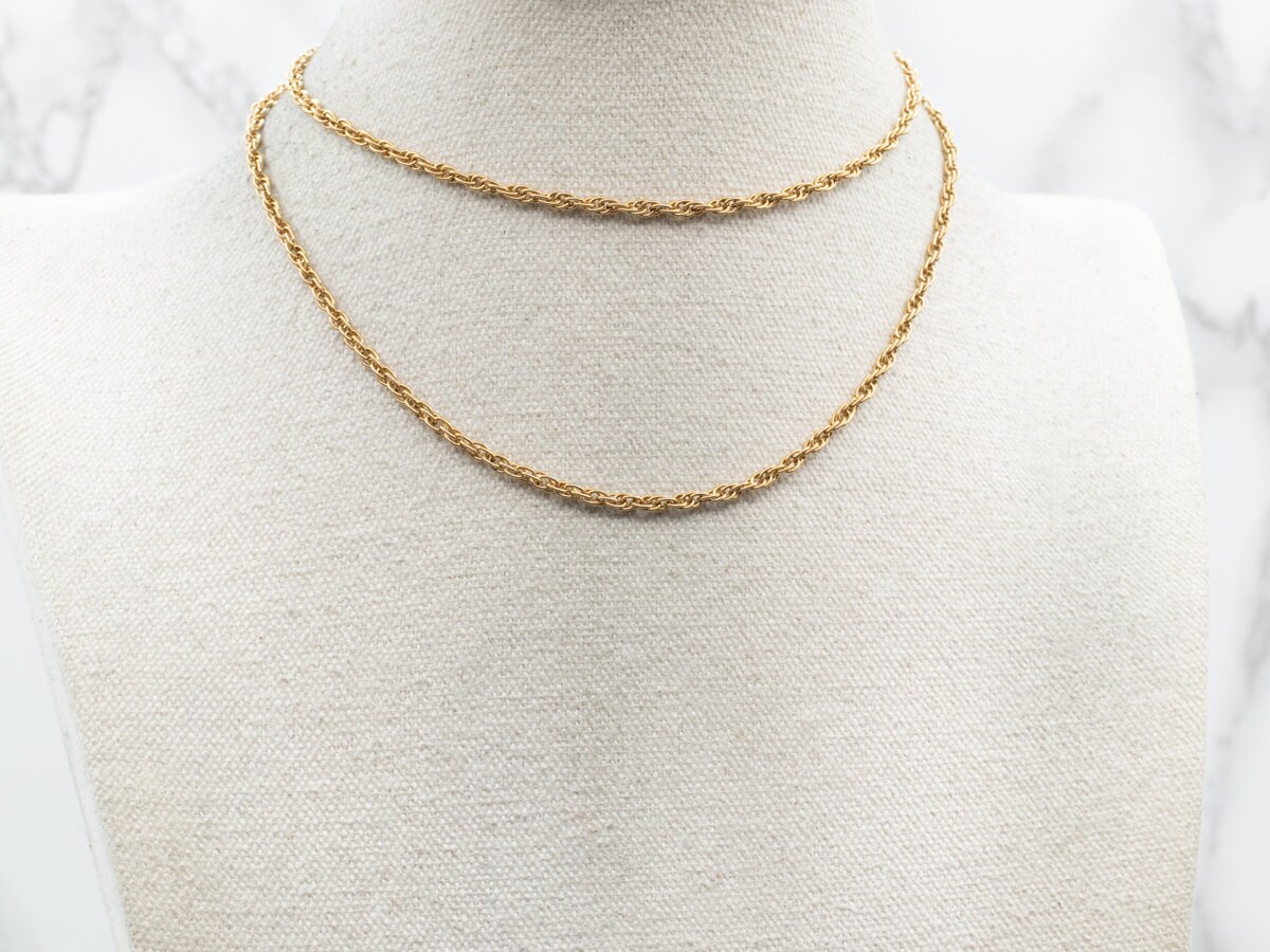 Long Yellow Gold Twist Chain, Yellow Gold Chain, Rope Twist