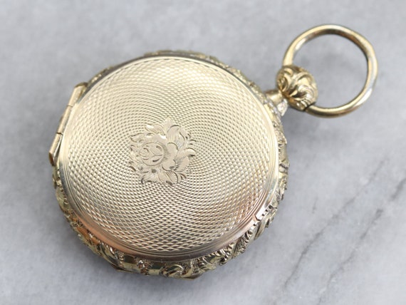 Vintage Gold Pocket Watch Locket, Yellow Gold Lock