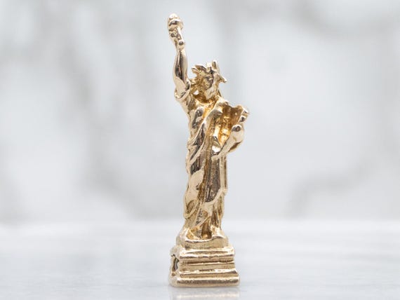 Vintage Gold Lady Liberty Charm Pendant