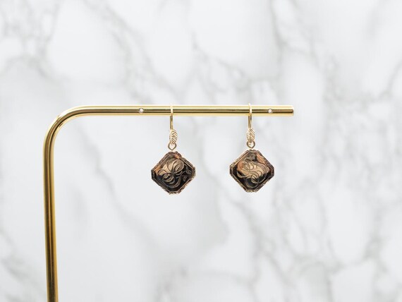 14K Yellow Gold SF Monogram Drop Earrings - image 5