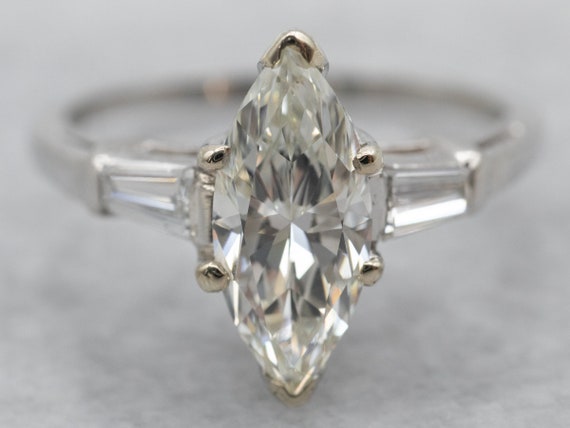 Marquise Diamond Engagement Ring, Vintage Diamond… - image 1