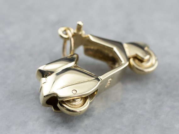 Vintage Vespa Scooter Charm, Yellow Gold Vespa Ch… - image 3