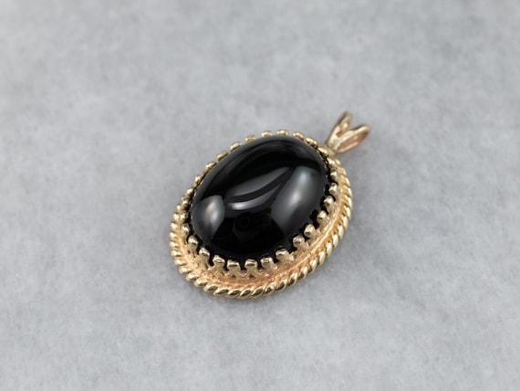 Vintage Black Onyx Pendant, Simple Onyx Pendant, … - image 1