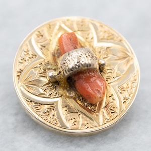 Victorian Coral Brooch, Antique 14K Gold Brooch, Estate Jewelry, Antique Coral Pin, Coral Jewelry, Victorian Jewelry, Floral Brooch A21540