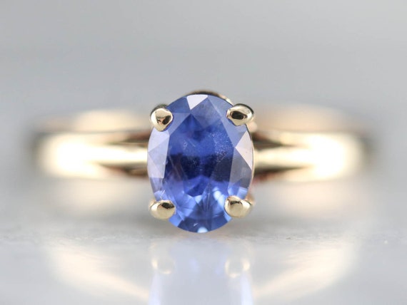 Sapphire Solitaire Ring, Sapphire Yellow Gold Ring