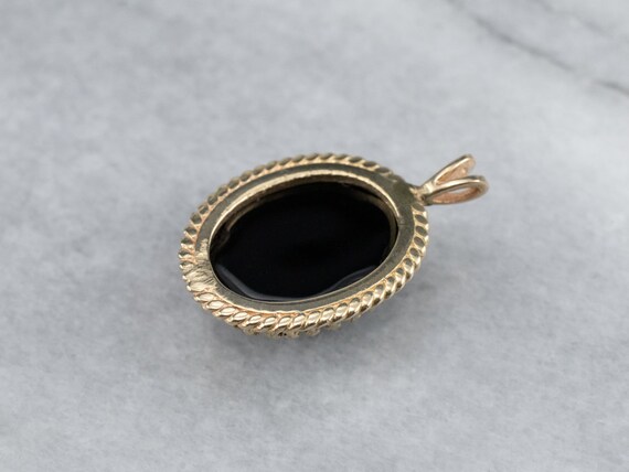 Vintage Black Onyx Pendant, Simple Onyx Pendant, … - image 5