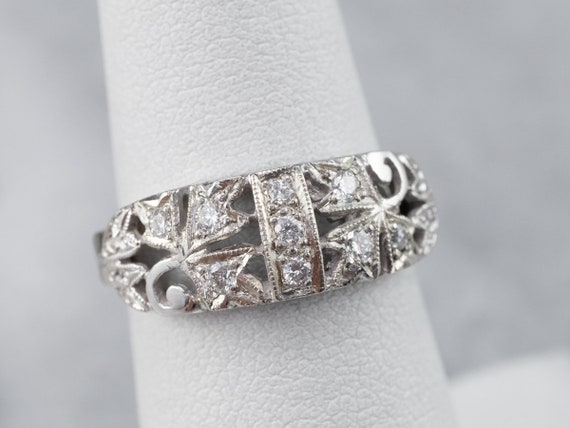 Retro Era Botanical Diamond Ring, White Gold Diam… - image 7