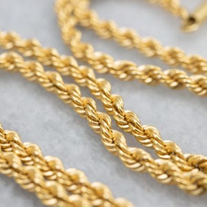 18K Yellow Gold Rope Chain, 16 Inch Unisex Pendant Layering Chain