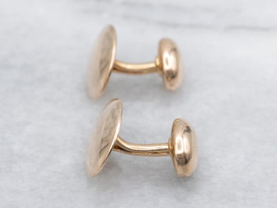 Antique Polished Gold Oval Cufflinks View 5