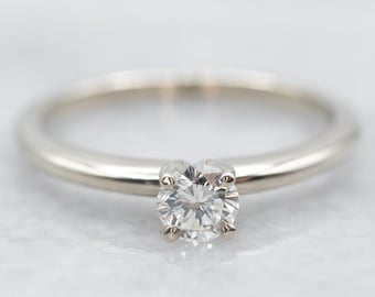 10 kt witgouden diamanten solitaire verlovingsring, maat 6,75 inch