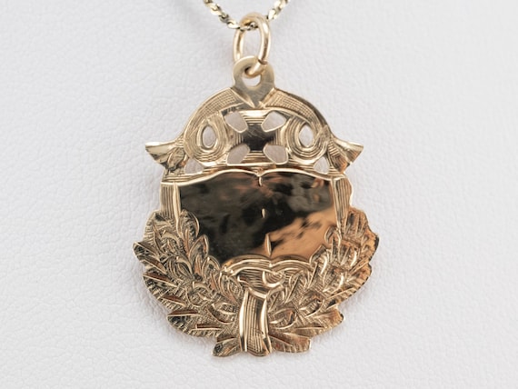 Vintage Yellow Gold Medallion, Gold Layering Pend… - image 7