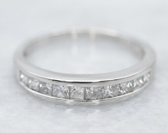 Platinum Princess Cut Diamond Wedding Band, Channel Set Anniversary Ring