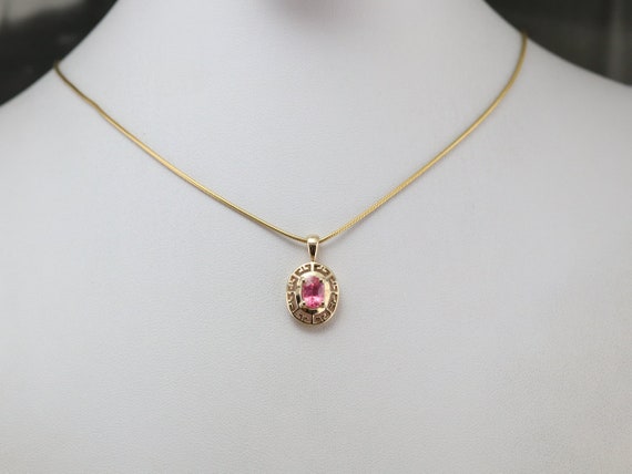 Pink Sapphire Gold Pendant, Pink Gem Pendant, Ann… - image 6