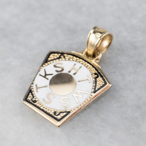 Masonic Keystone Pendant, Enamel Gold Pendant, Fraternal Pendant, Masonic Charm, Royal Arch, Gift for Him, Vintage Masonic, D25568JZ