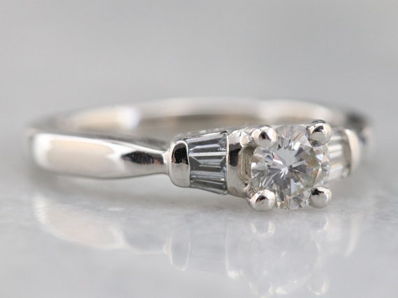 Platinum Diamond Engagement Ring, Round Brilliant… - image 2