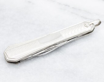 Navaja de bolsillo vintage de oro de 10 quilates, hoja de acero grabada, regalo con monograma
