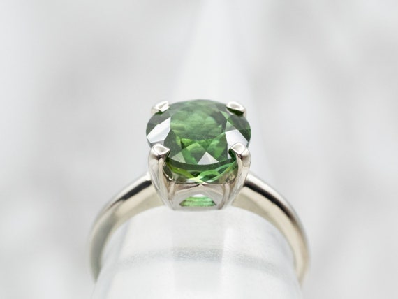 Green Tourmaline Solitaire Ring, Tourmaline White… - image 4