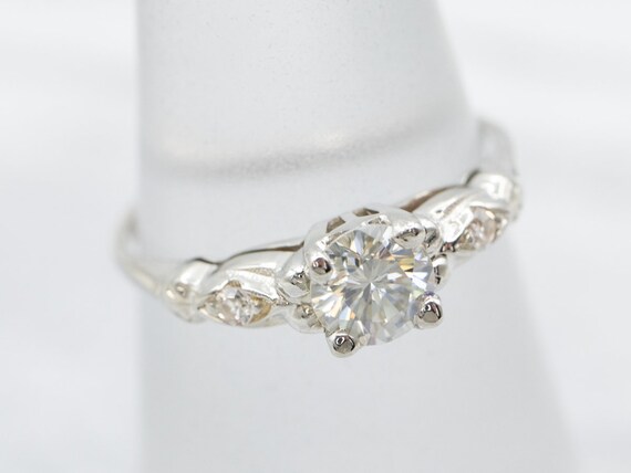 Retro Era Diamond Engagement Ring, Vintage Diamon… - image 3