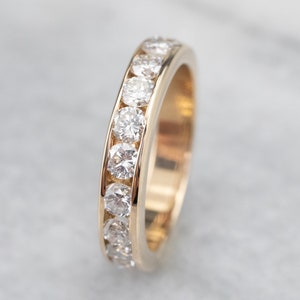 Channel Set Diamond Wedding Band, Yellow Gold Diamond Band, 14K Gold Wedding Band, Diamond Stacking Band, Anniversary Band HFJJ7EHL