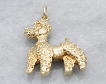 Colgante de caniche de oro amarillo de 14 quilates, regalo para amantes de los perros