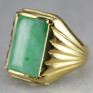 Retro Era Jadeite Ring, Men's Jadeite Ring, Jadeite Statement Ring, Men's Vintage Jewelry, Green Stone Ring 1KY0H0J0-C