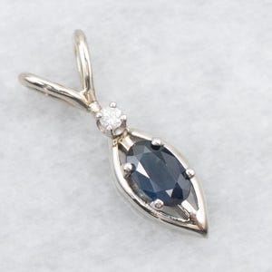 Marquise-Cut Sapphire Pendant, Sapphire and Diamond Pendant, Layering Pendant, Bridal Jewelry, Anniversary Gift A40978