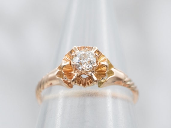 Buttercup Diamond Solitaire Ring, Old Mine Cut Ri… - image 4