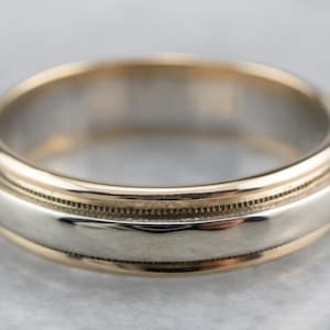 Two Tone Gold Band, Wedding Band, 14K Gold Band, Vintage Wedding Ring, Striped Band, MREL0MD2