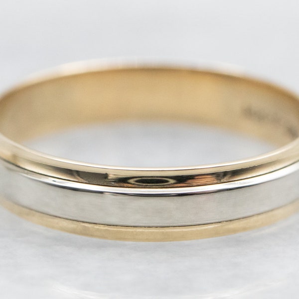 White and Yellow Gold Band, Two Tone Wedding Band, White and Yellow Gold, Two Tone Band, Unisex Band, Gold Wedding Band, Gold Band A42736