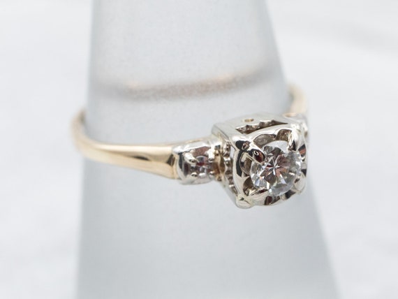 Retro Three Stone Diamond Ring, Vintage Diamond E… - image 3