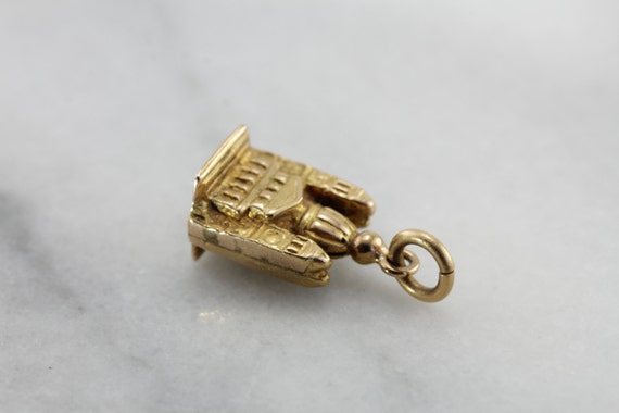 Antique 3D Vintage Cathedral Charm in Solid Gold … - image 4