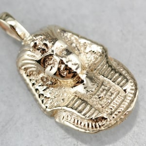 Egyptian Pharaoh Pendant, Yellow Gold Pendant, Layering Necklace, Unisex Pendant, E57PCA65