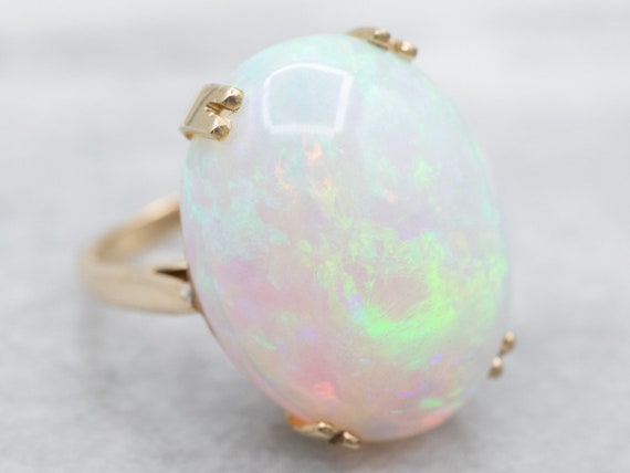 Vintage Opal Solitaire Ring, Opal Statement Ring,… - image 1