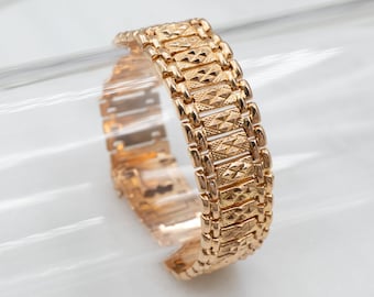 Pulsera de eslabones texturizados en oro rosa de 18 quilates, 7 pulgadas