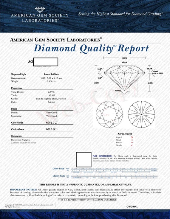 AGS Certified .50 Carat Round Diamond Platinum Engagement Ring View 5