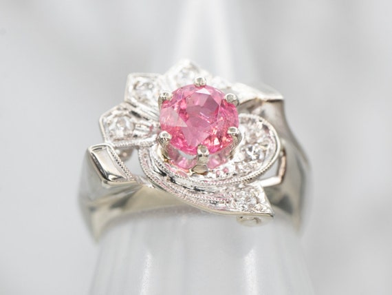 Vintage Pink Tourmaline and Diamond Cocktail Ring… - image 5