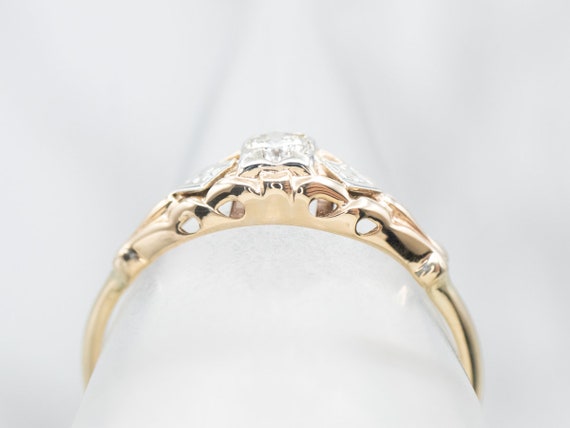 Diamond Gold Engagement Ring, Diamond Solitaire E… - image 5