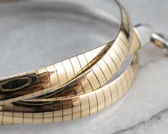 14K Gold Omega Kette, Reversible Zweifarbige Halskette, 16 Inch