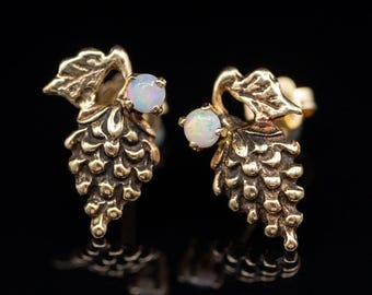 14K Gold Opal Grape Earrings, Dionysus Jewelry