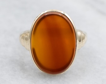 Vintage 10K Yellow Gold Carnelian Ring, Statement Jewelry
