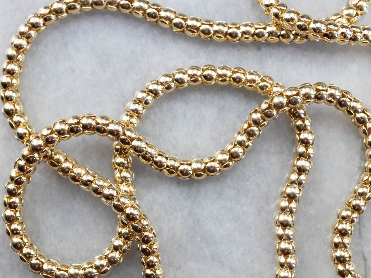 Yellow Gold Popcorn Chain, Yellow Gold Necklace, Layering Necklace