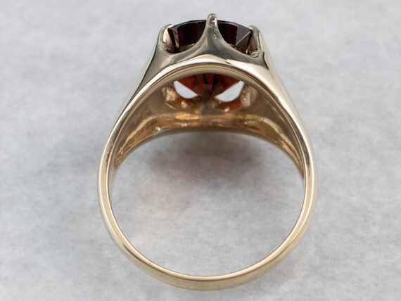 Garnet Gold Cocktail Ring, Round Cut Garnet State… - image 5